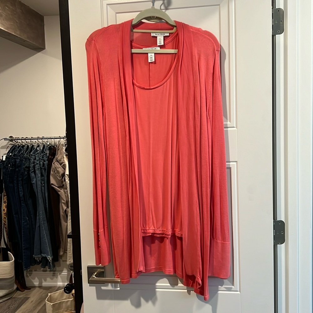 WHBM women’s sweater & camisole set- coral